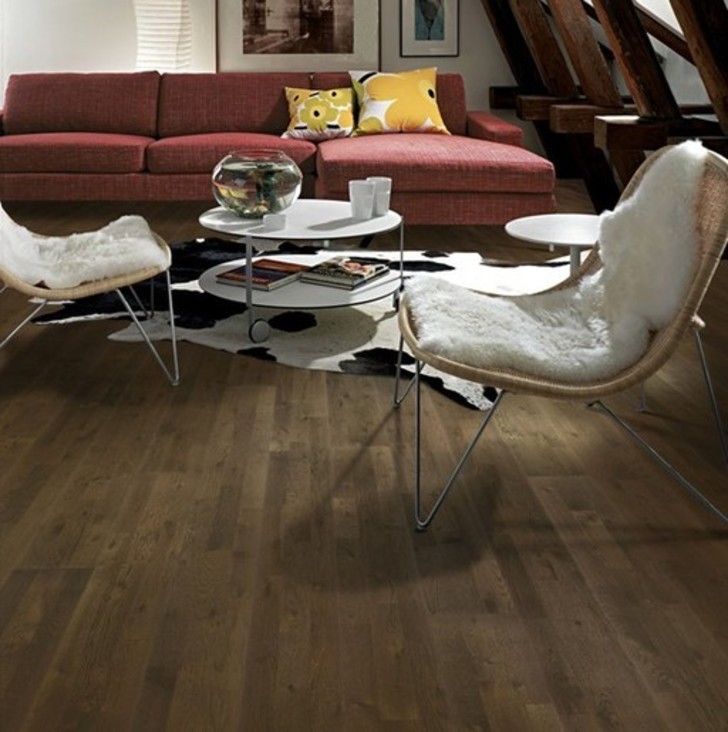 Kahrs Harmony Brownie Engineered Oak Flooring, Rustic, Brushed, Matt Lacquered, 200x3.5x15mm Image 2