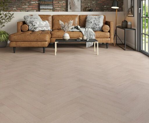 Dawnmist Deluxe Oak Herringbone Laminate Flooring, Smoky Grey, 100x12x600mm Image 2