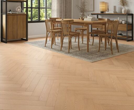 Emberfell Deluxe Oak Herringbone Laminate Flooring, Soft Brown, 100x12x600mm Image 2