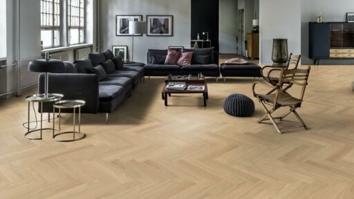 Kahrs Dim White Herringbone Engineered Oak Flooring, Prime, Oiled, 120x11x600mm Image 2