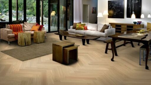 Kahrs Dim White Herringbone Engineered Oak Flooring, Prime, Oiled, 120x11x600mm Image 3