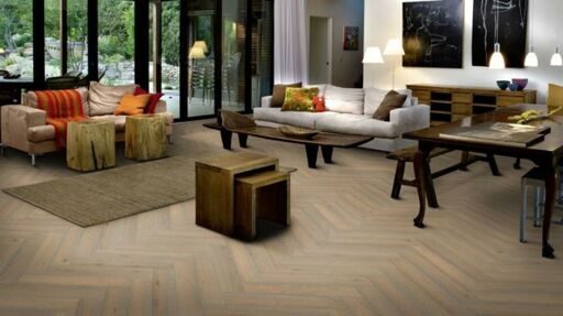 Kahrs Vintage White Herringbone Engineered Oak Flooring, Natural, Oiled, 120x11x600mm Image 3