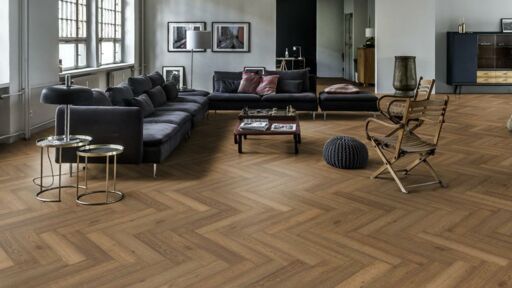Kahrs Smoked Herringbone Engineered Oak Flooring, Natural, Brushed & Oiled, 120x11x600mm Image 2