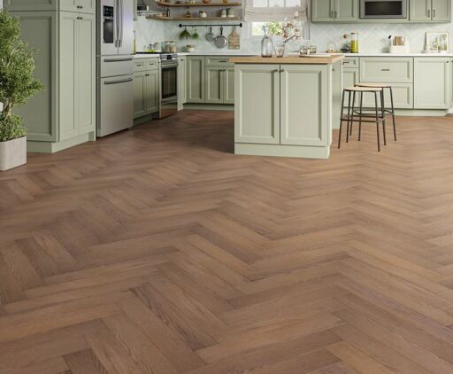Nightfall Deluxe Oak Herringbone Laminate Flooring, Dark Chocolate, 100x12x600mm Image 2