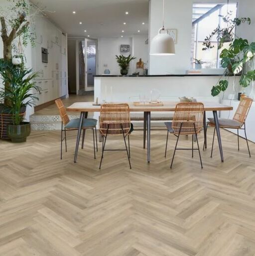 Polyflor Camaro Rigid Core Naked Blond Oak Herringbone Vinyl Flooring, 101.6x5.5x609.6mm Image 2
