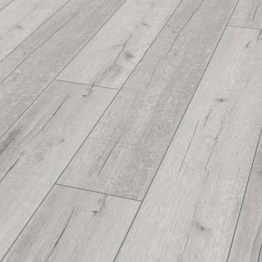 Robusto Rip Oak White Laminate Flooring, 12mm Image 1