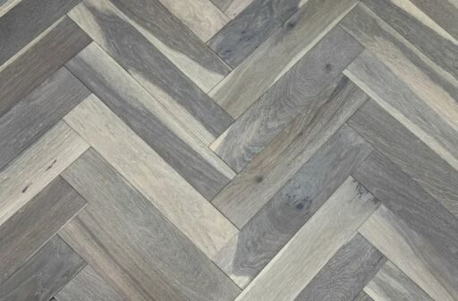 Tradition Engineered Oak Parquet Flooring, Herringbone, Smoked Grey, Brushed, Matt Lacquered, 90x10x450mm Image 1