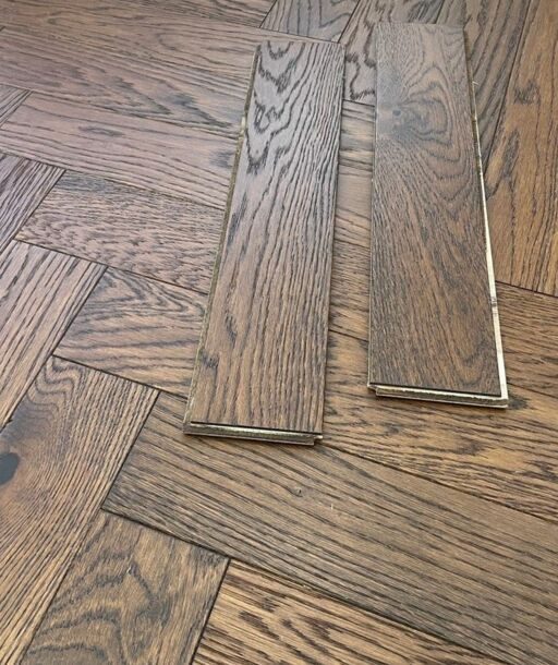 Tradition Engineered Oak Parquet Flooring, Herringbone, Whiskey Oak, Brushed, Matt Lacquered, 90x10x450mm Image 1