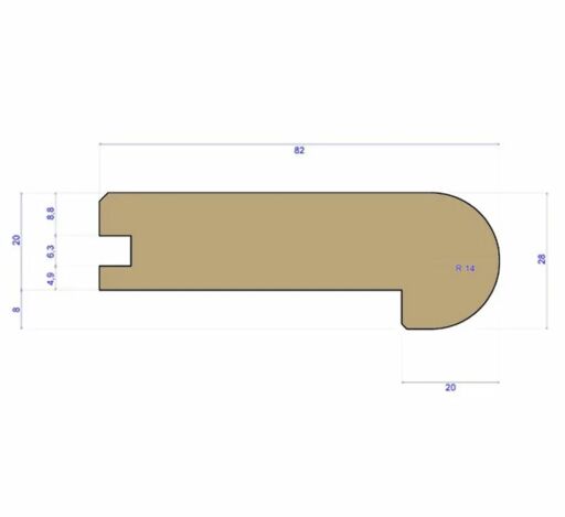 Tradition Solid Oak Stair Nosing, Lacquered For 20mm Floors 82x27mm, 2.7m Image 2