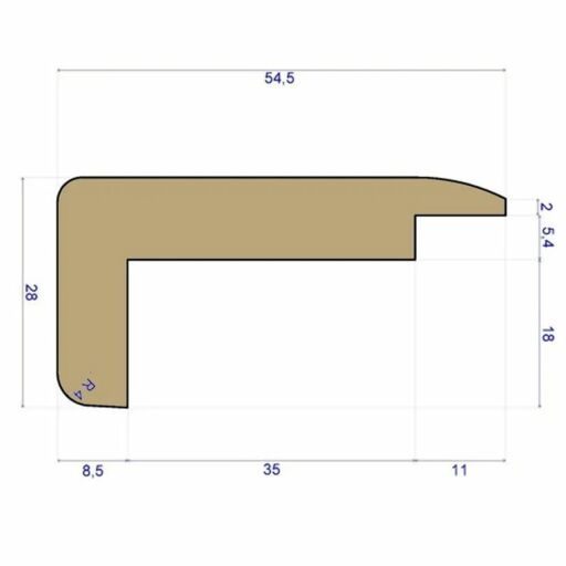 Tradition Solid Oak Universal Stair Nosing, Unfinished, 27x54.5mm, 0.9m Image 1