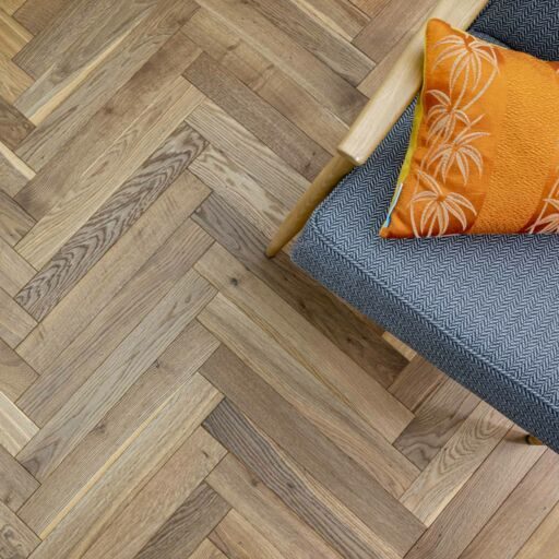 V4 Tundra Herringbone, Thermo Engineered Oak Flooring, Rustic, Brushed & UV Oiled, 70x11x490mm Image 1