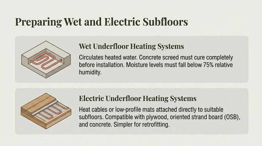 Installation methods and subfloor requirements
