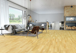 Junckers Beech Solid 2-Strip Wood Flooring, Ultra Matt Lacquered, Classic, 129x22mm