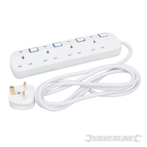 Switched Extension Lead 4-Way, 2m