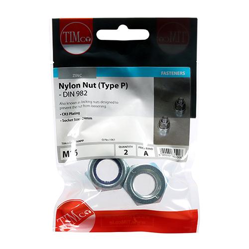 P Nylon Nut, M16, 2pk