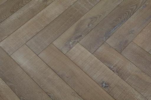 Tradition Select Engineered Oak Herringbone Flooring, Bespoke, Volcano Ash, Brushed With Saw Marks, 115x18x600mm