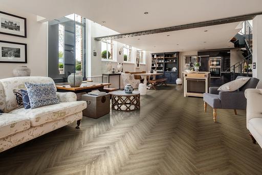 Luvanto Click Plus Herringbone Reclaimed Oak Luxury Vinyl Flooring, 125x5x625mm