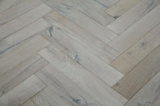 Tradition Select Engineered Oak Herringbone Flooring, Bespoke, Beach Sand, Brushed With Saw Marks, 115x18x600mm