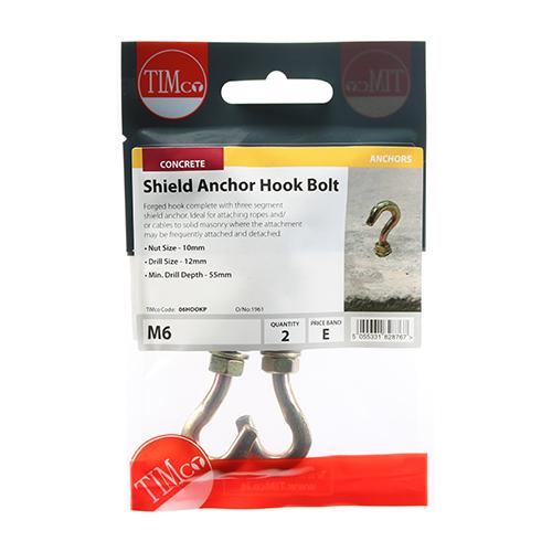 Shield Anchor Hook, M6x50mm, 2pk