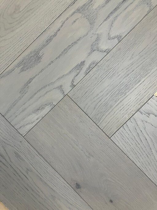 Chene Herringbone Engineered Grey Oak Flooring, Brushed, UV Oiled 600x150x14mm
