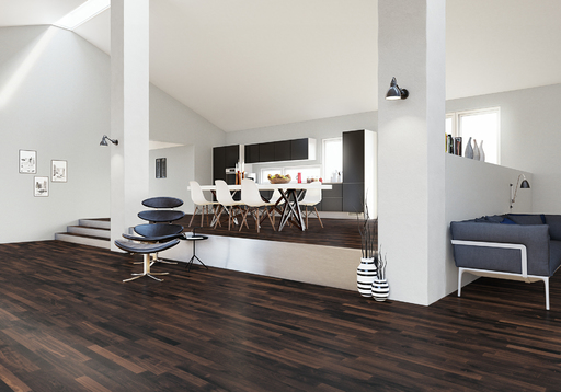 Junckers Solid Black Oak 2-Strip Flooring, Untreated, Harmony, 129x22mm