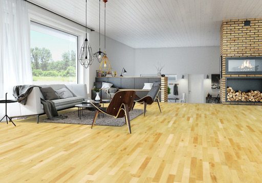 Junckers Beech Solid 2-Strip Wood Flooring, Oiled, Harmony, 129x14mm