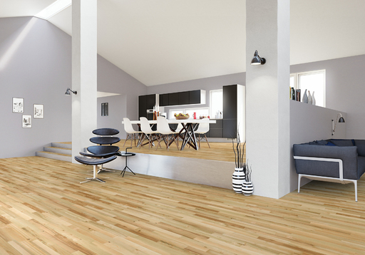 Junckers Light Ash Solid 2-Strip Wood Flooring, Untreated, Harmony, 129x22mm Image