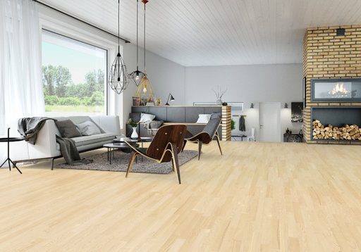 Junckers Nordic Light Ash 2-Strip Flooring, Ultra Matt Lacquered, Classic, 129x22mm