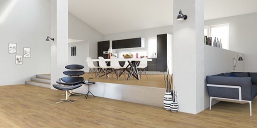 Junckers Solid Nordic Oak 2-Strip Flooring, Ultra Matt Lacquered, Harmony, 129x14mm