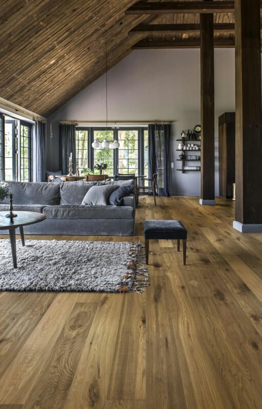 Kahrs Smaland, Sevede Engineered Oak Flooring, Handscraped & Light Smoked, Rustic, Brushed & Oiled, 187x15x2420mm