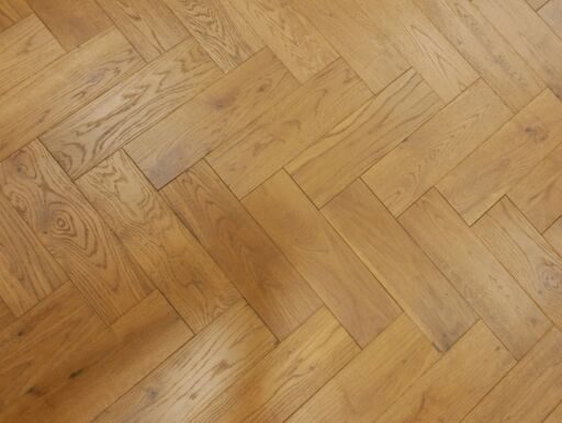 Solid Oak Parquet Flooring Herringbone Blocks, Rustic, Golden Smoked Brushed UV Oiled, 90x18x300mm