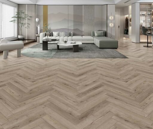 Tradition BML Pebble Grey Oak Laminate Flooring, Herringbone, 101x12x606mm