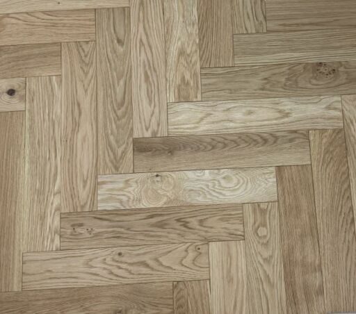 Tradition Engineered Oak Parquet Flooring, Herringbone, Natural Oak Brushed, Matt Lacquered, 90x10x450mm