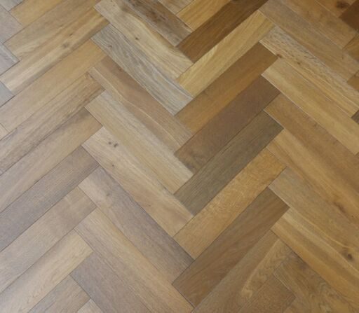 Tradition Engineered Oak Parquet Flooring, Herringbone, Smoked, Brushed & Oiled, 90x14x450mm Thumb