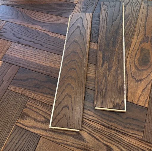 Tradition Engineered Oak Parquet Flooring, Herringbone, Smoked Oak, Lacquered, 90x10x600mm Thumb