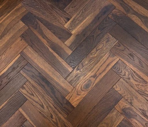 Tradition Engineered Oak Parquet Flooring, Herringbone, Smoked Oak, Lacquered, 90x10x600mm Thumb