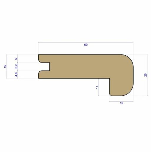 Tradition Solid Oak Stair Nosing Unfinished, For 15mm Floors 60x26mm, 0.9m Thumb