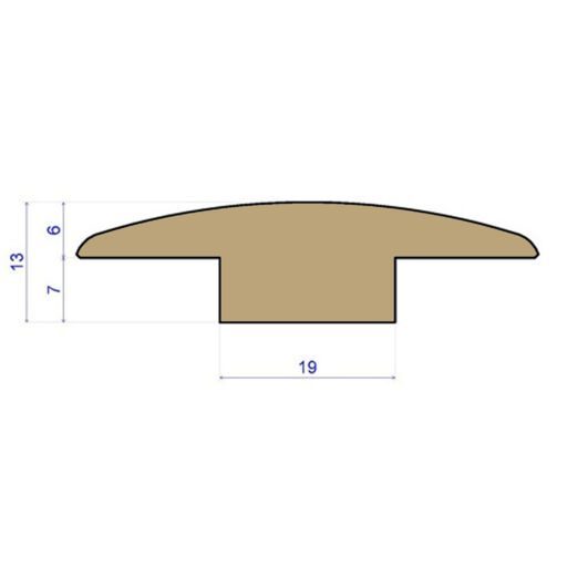 Traditions Solid Oak T-Shaped Threshold, Unfinished, 7mm, 2.7m Thumb
