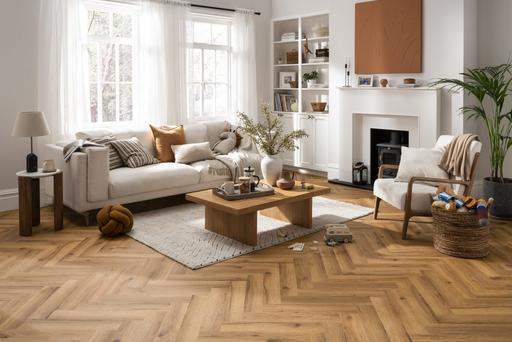 Luvanto Design Herringbone Old English Oak Luxury Vinyl Flooring, 107x2.5x534mm