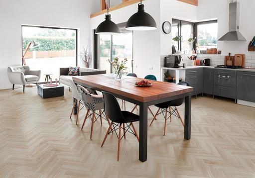 Luvanto Click Plus Herringbone Latte Oak Luxury Vinyl Flooring, 125x5x625mm
