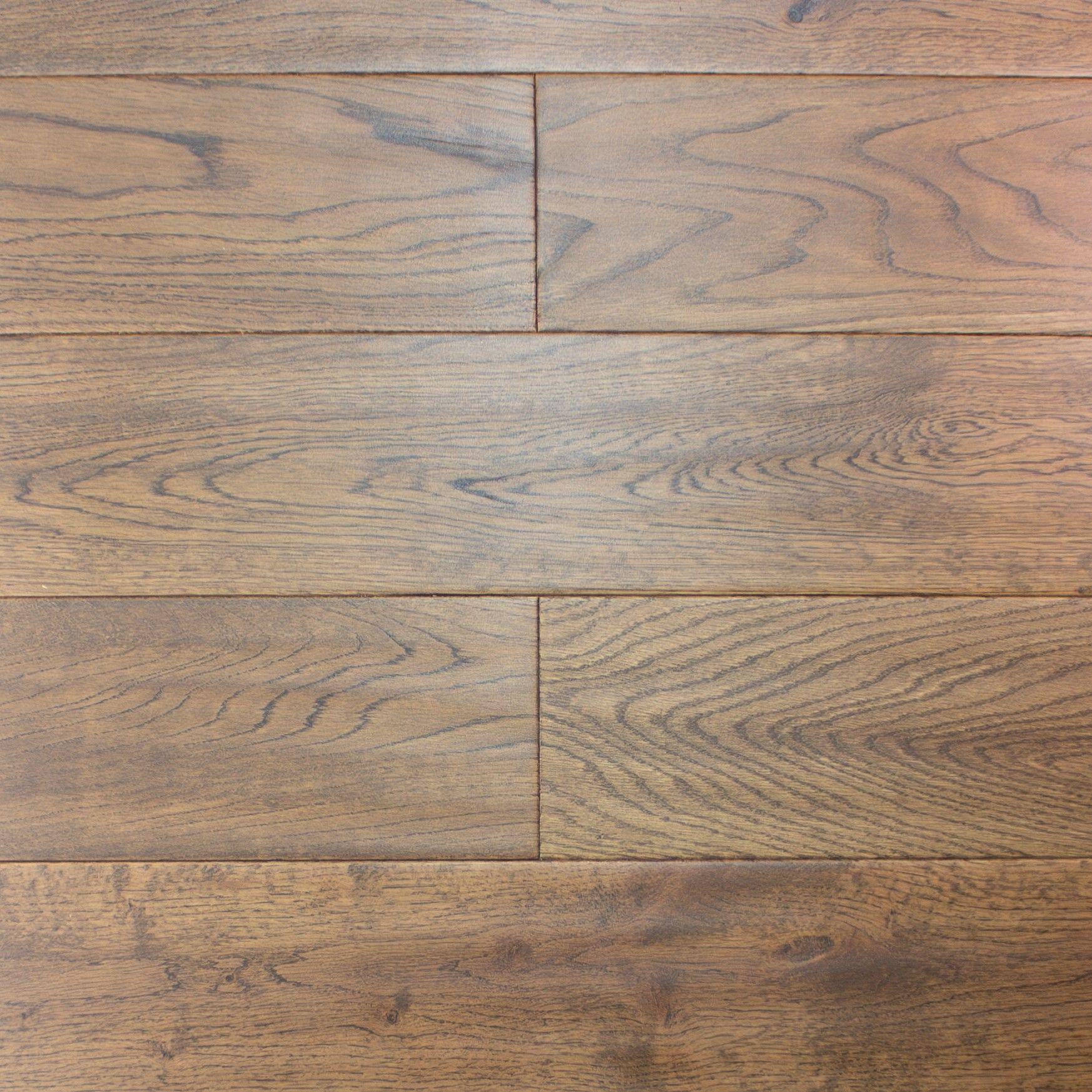 Evergreen Newborough Mocha Oak Solid Flooring, Handscraped & UV Lacquered, 125x18xRLmm Image