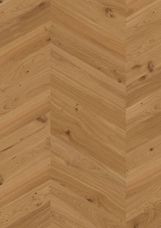 Boen Transparent Oak Chevron Wood Flooring, Brushed, Live Natural, 14x138x611mm Image