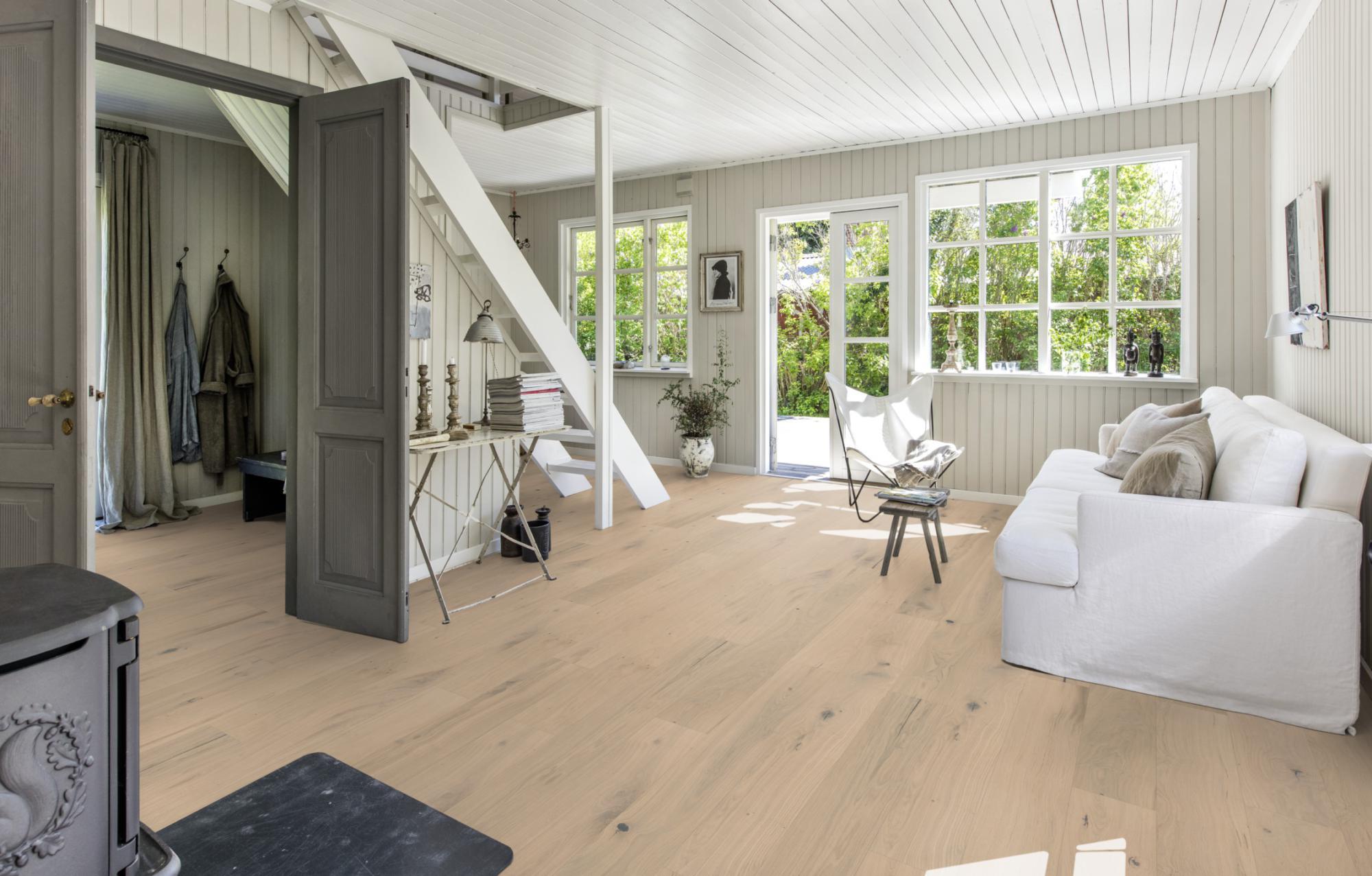 Kahrs Beyond Retro Oak Frosted Oat Plank Engineered Flooring, Brushed & Ultra Matt Lacquered, 187x15x2000mm Image