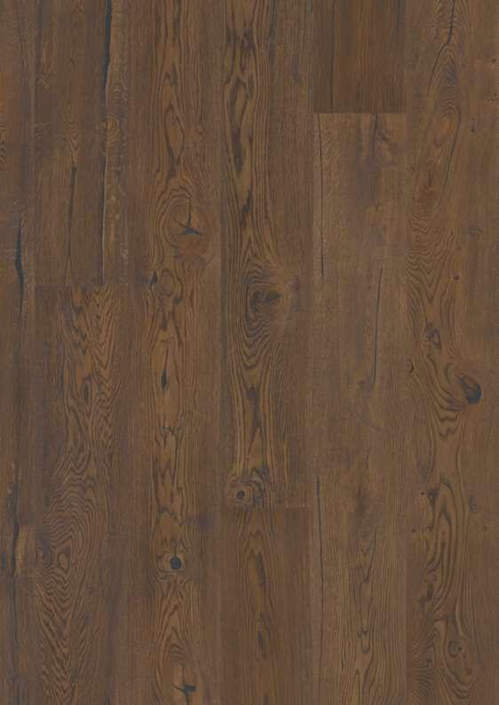 Boen Antique Brown Oak Plank Castle Wood Flooring, Deep Brushed, Handcrafted, Live Natural, 14x209x2200 mm Image