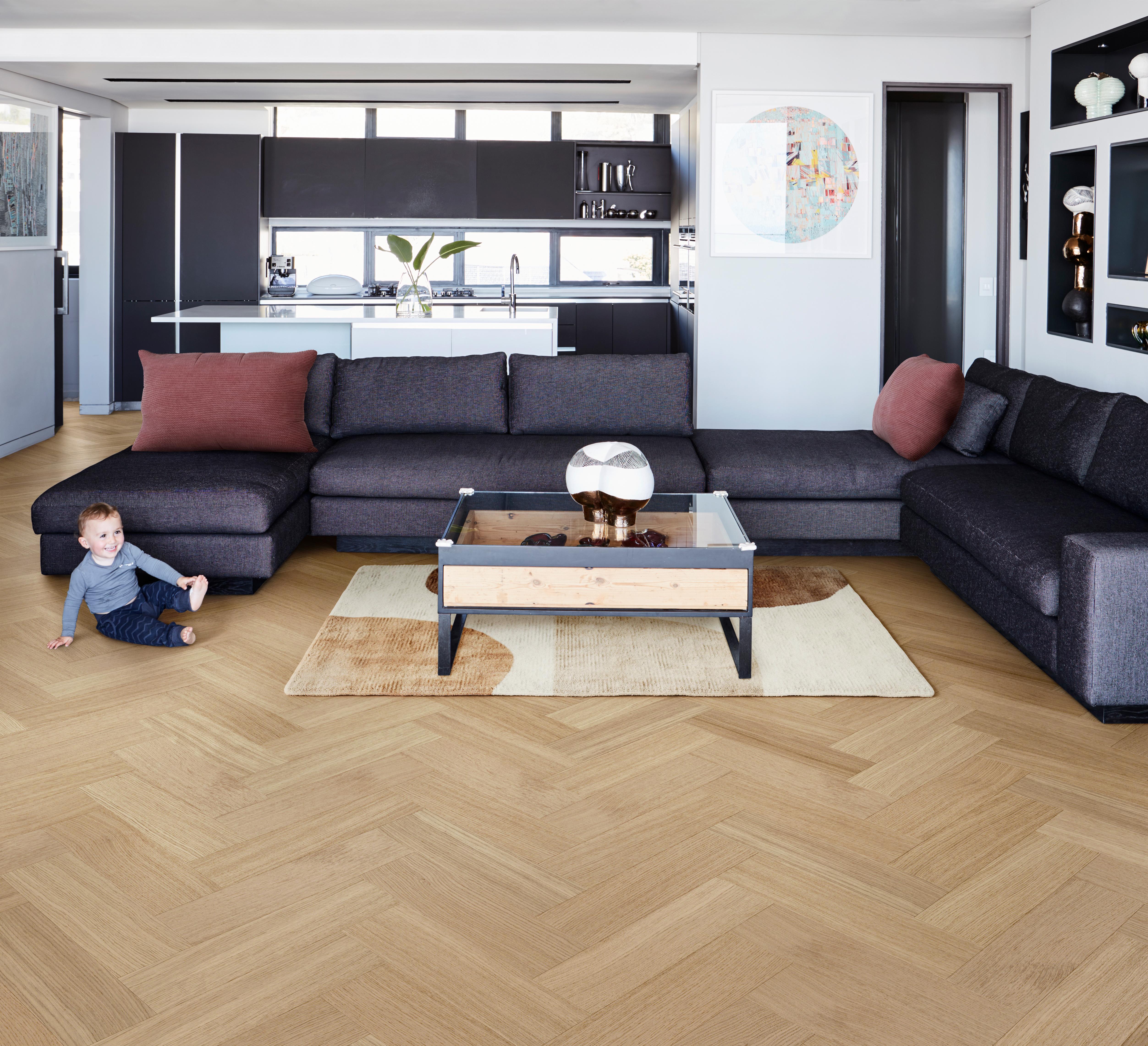 Kahrs Life Authentic Herringbone Oak Ginseng Engineered Flooring, Brushed & Ultra Matt Lacquered, 121x10x593mm Image