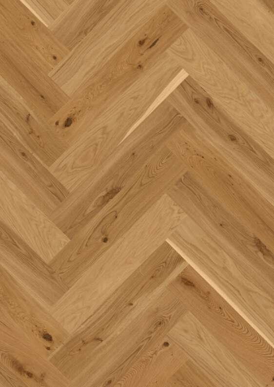 Boen Transparent Oak Herringbone Click Wood Flooring, Brushed, Live Natural, 14x138x690 mm Image