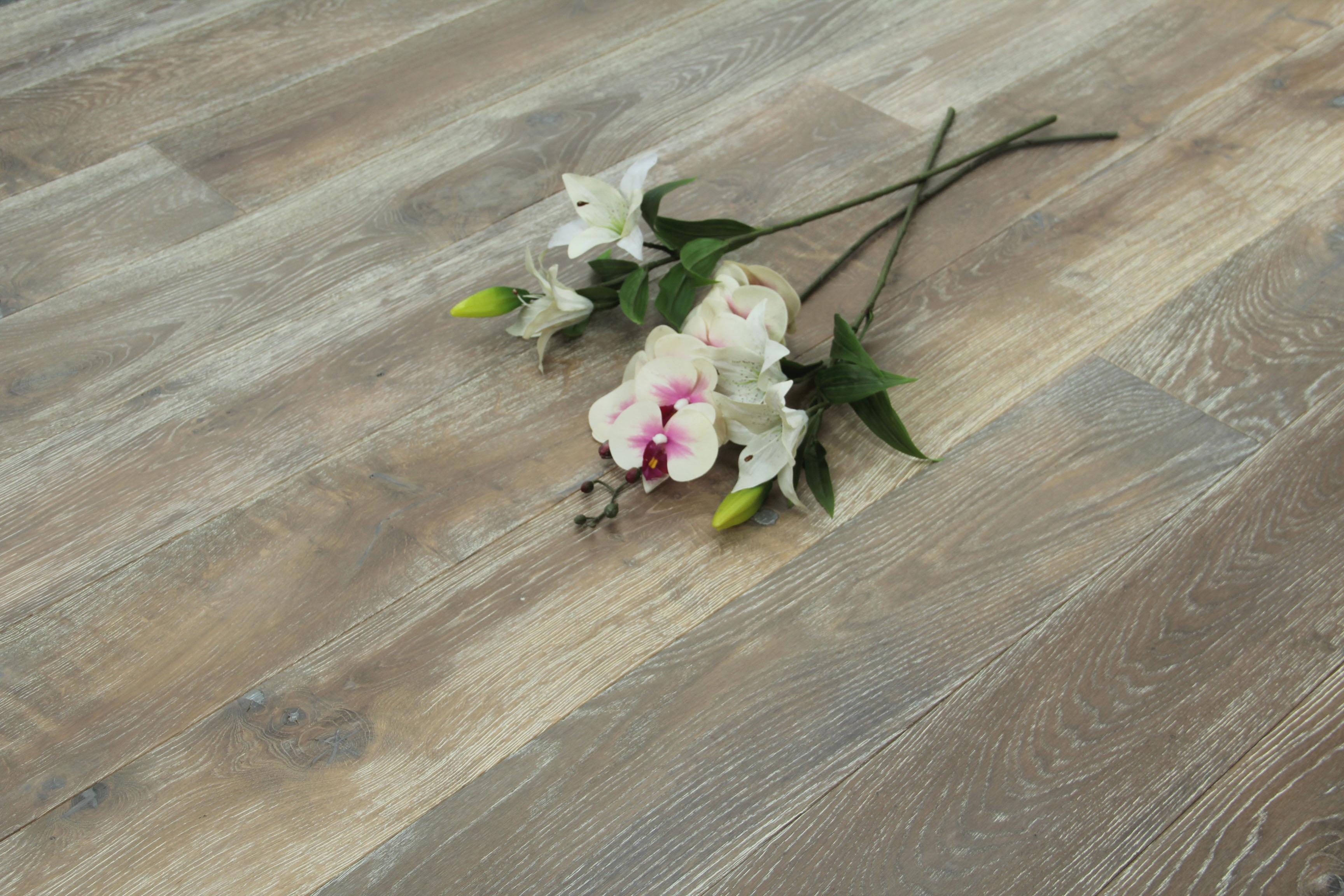 Tradition Select Engineered Oak Flooring, Smoked Brushed White Oiled, 190x20x1900mm Image