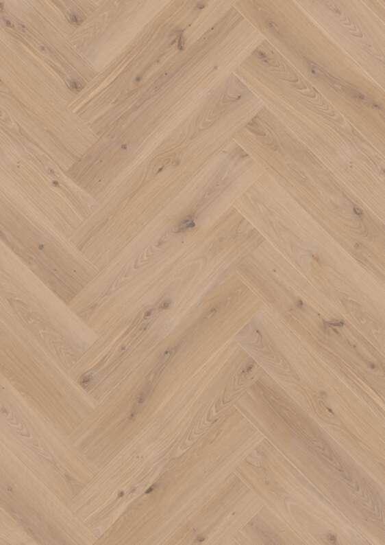Boen White Oak Herringbone Click Wood Flooring, Brushed, Live Natural, 14x138x690mm Image