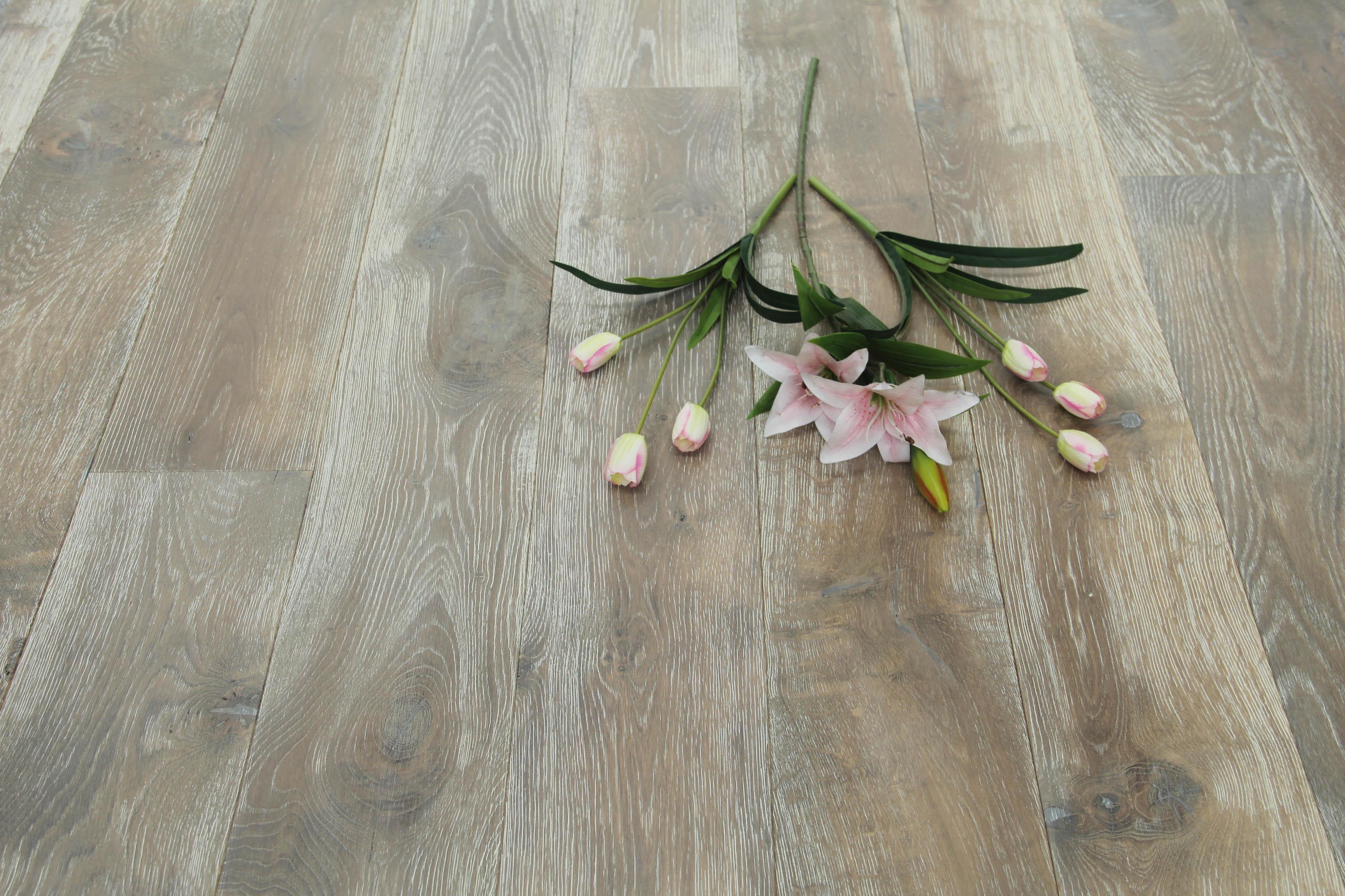 Tradition Select Engineered Oak Flooring, Smoked Brushed White Oiled, 190x20x1900mm Image