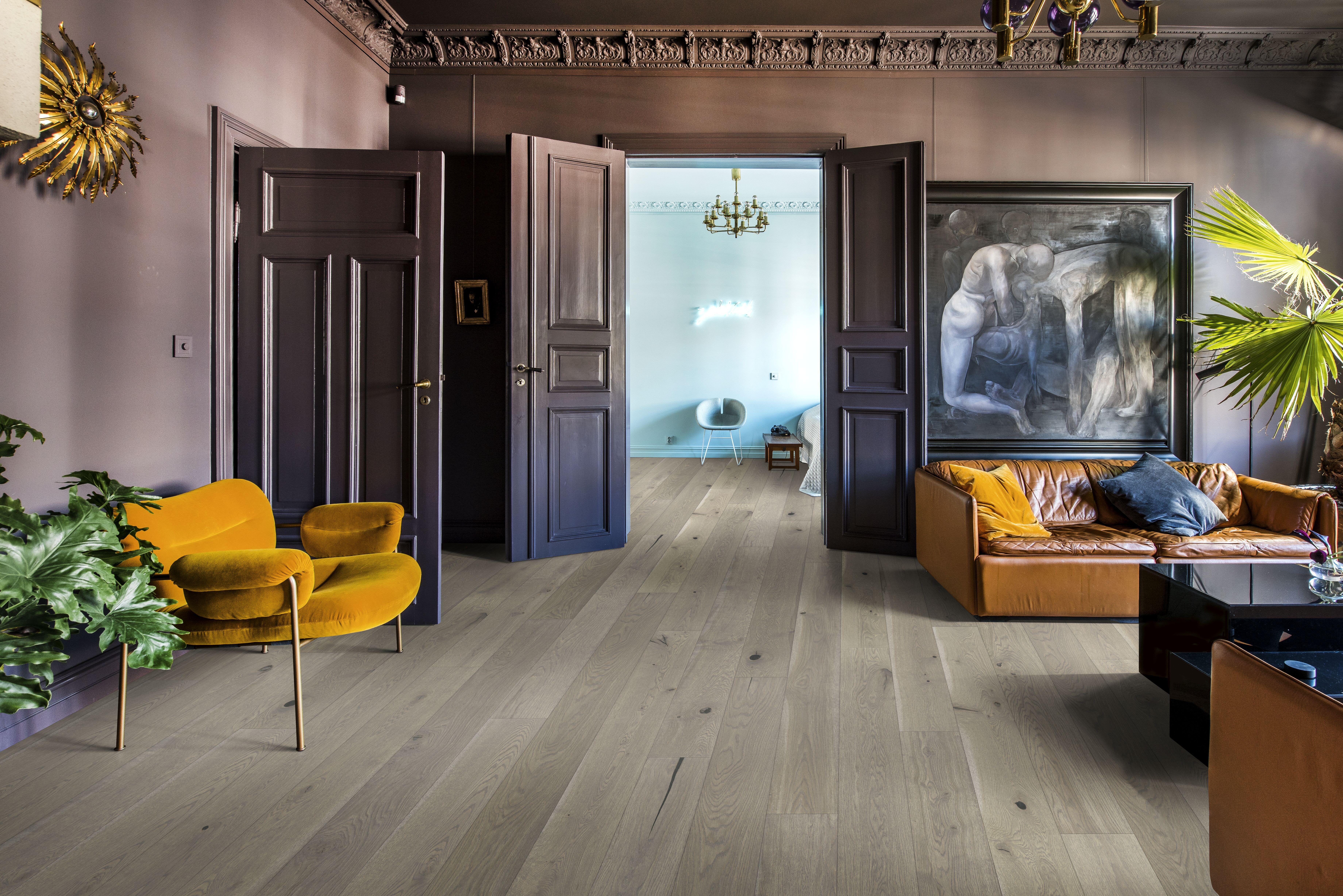 Kahrs Beyond Retro Oak Pearl Grey Plank Engineered Flooring, Brushed & Ultra Matt Lacquered, 187x15x2000mm Image